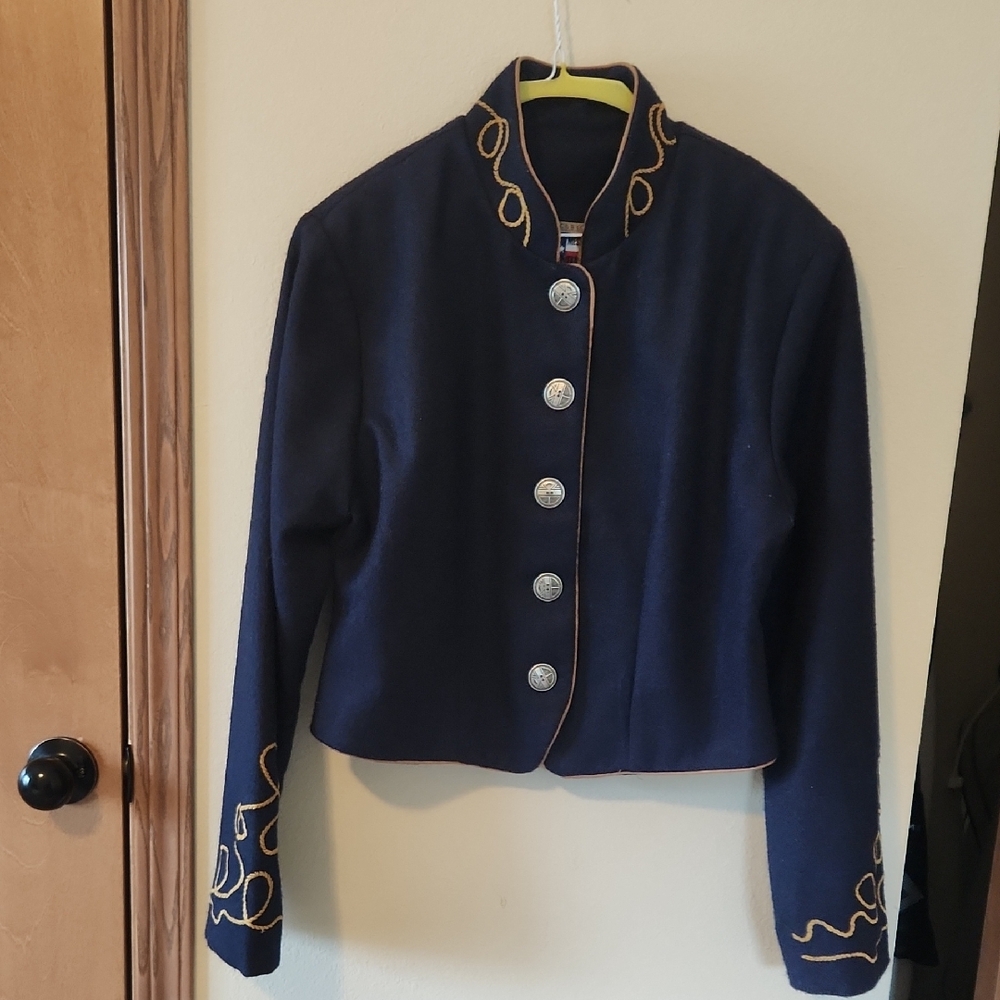 Navy Blue Embroidered Women's Jacket